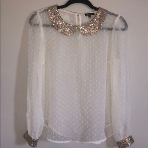 Monteau Peter Pan Collared Sheer Blouse